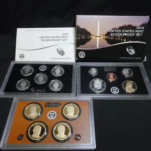 2014 U.S Mint Silver Proof Set Box & COA - Picture 1 of 12