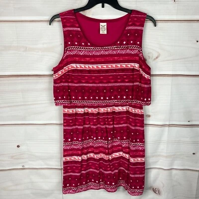 Vestido Gloria Desteñido Para Mujer XXL Rosa Geométrico En Capas Sin Mangas Cuello Redondo Foto 1 de 4