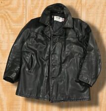 VINTAGE SCHOTT NYC US 740N MENS 44 Black Double Breasted Leather Pea Coat Jacket
