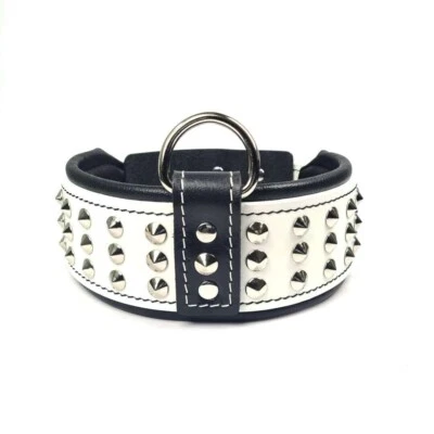 Collier pour chien clouté en cuir véritable Shwaan X- Large Pit Bull Dog Lot ... - Photo 1/4