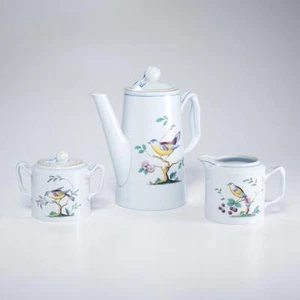 Spode England Queens Bird Porcelain Y4973 Tea Coffee Pot Creamer Sugar Set 5pcs - Picture 1 of 6