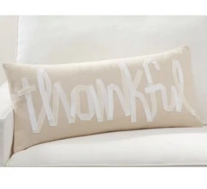 Funda de almohada lumbar agradecida Pottery Barn nueva con etiquetas, 14 x 36", caqui Acción de Gracias - Imagen 1 de 1