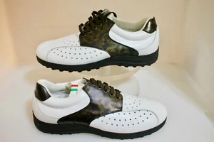 Zapatos de Golf Cuero Blanco Hechos en Italia - Genuinos La Belleggia Talla 8 Unisex - Imagen 1 de 9
