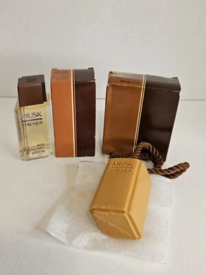Avon Musk para hombres 2,6 OZ jabón para después del afeitado y ducha en una cuerda 5 OZ nuevo de colección  Foto 1 de 4