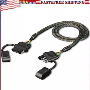 4 Pin Flat Trailer Wire Extension Cable 3.3ft/1m 4 Way Connector Male to Female - Foto 1 di 5