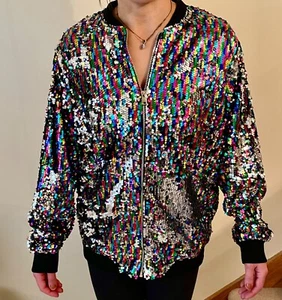 Pailletten Bomberjacke mit Reißverschluss 3XL Damen - Bild 1 von 6