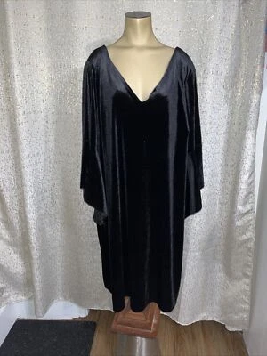 Vestido de terciopelo negro con mangas de tulipán Notations para mujer talla 3X  Foto 1 de 3