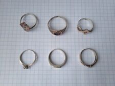 Lot of 6 rings, 925 vintage silver, 375 gold, 17 grams.