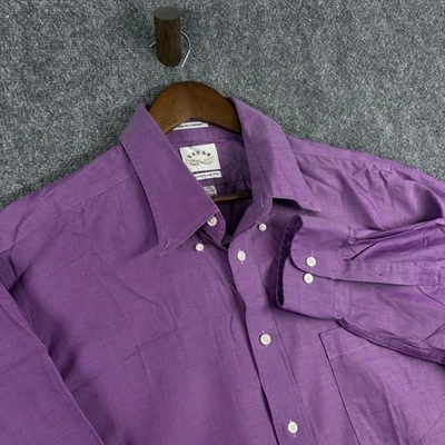 Eagle Shirtmakers Mens Purple 80s Two Ply Pinpoint Regular Fit Dress Shirt - Image 1 of 4