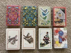 Vintage New Trump Playing Cards Deck Lot Of 8 Owls Norman Rockwell Birds NOS USA - Picture 1 of 6