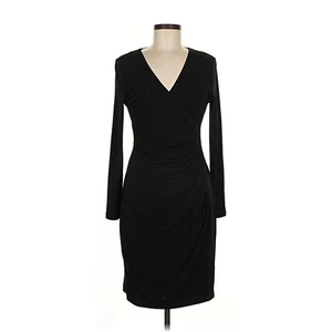 Neu mit Etikett Calvin Klein Damengröße 6 schwarz Stretch Jersey Faux Wickel V-Ausschnitt Kleid NEU - Bild 1 von 8