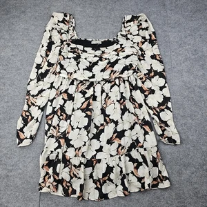 Abercrombie Fitch Emerson Dress Womens Large Floral Chiffon Smocked Puff Sleeve - Picture 1 of 7