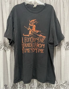 Vtg 90's XL Witch Halloween Shirt “I Fly Off The Handle From Time To Time” - Picture 1 of 4