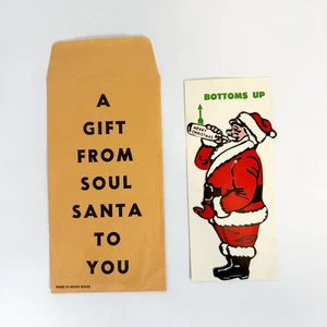 VTG 1950's Mechanical Novelty Card Drinking Santa Merry Christmas Bottoms Up - Picture 1 of 5