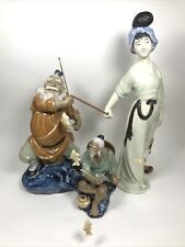 Vintage Shiwan Artistic Ceramic Factory Chinese Mudmen Woman Fishing China