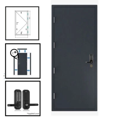 Steel Security Door + Combination Keypad Key Code Lock  External Exterior Door - Image 1 of 4