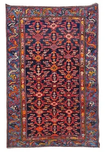 Toller handgeknüpfter antiker Malayaar Wollteppich 6 x 3 Fuß (986 Ger 4) - Bild 1 von 9