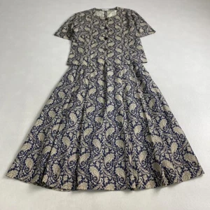 w3160 Burberrys Dress Set Up Short Sleeve Linen Blend Pleated Skirt Paisley 11 - Picture 1 of 9