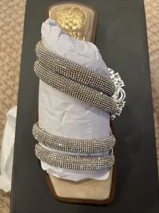 New In Box Vince Camuto Womens SHOE SANDAL SLIDE SILVER Rhinestone Sparkle 6 - Picture 1 of 5