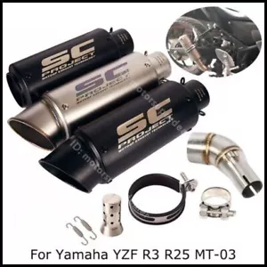 Deslizante para sistema de tuberías de enlace medio silenciador negro silenciador Yamaha MT-03 YZF R3 R25 - Imagen 1 de 9