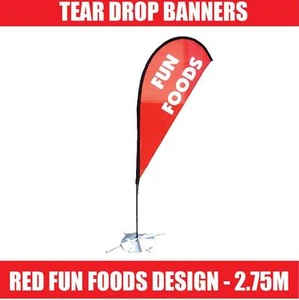 Teardrop Banner – RED Fun Foods – Instant Exposure for fairy floss & sno cones - Picture 1 of 3