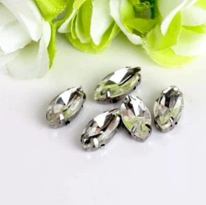 20 xGlass Clear Sew On Rhinestone Gem with Claw 8x13mm Crystal cut - Picture 1 of 1