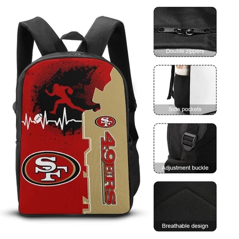 San Francisco 49ers Shoulder Backpack 17” Travel Backpack Heartbeat Sport Style Cover