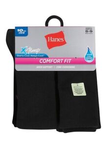 Hanes 10-Pack Crew Comfort Fit Socks Women Arch Support