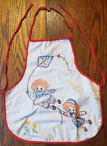 Raggedy Ann/Andy 1976 handbestickte Schürze/Lätzchen für Kinder 15 Zoll x 14 Zoll - Bild 1 von 6