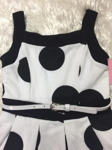Amys Closet Girls Sz 4 Belted Dress Black and White Sleeveless Fit And Flare NWT - Picture 1 of 10