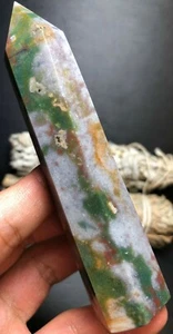 115g WOW! Ocean Jasper Quartz Geode Reiki Agate CRYSTAL WAND POINT Healing S119 - Picture 1 of 9