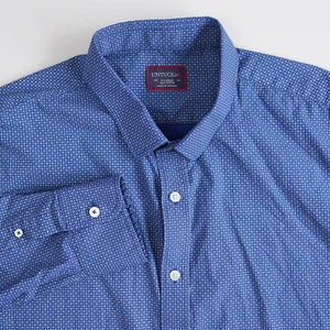 Untuckit geometrisches Shirt mit Knopfleiste langärmelig blau Herren Größe XL - Bild 1 von 15