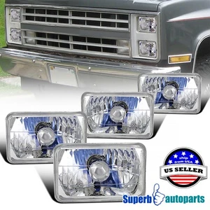 4X6 Square Replacement Headlights Front Head Lamps w/H4 Bulbs 4PCs - Picture 1 of 13