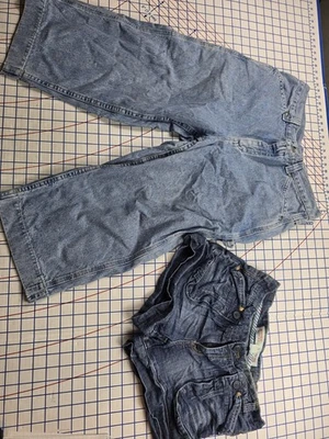 Lote de 2 pantalones cortos de jean y capris para niñas talla 7 remachados por LEE AND Mossimo Supply Co Foto 1 de 4