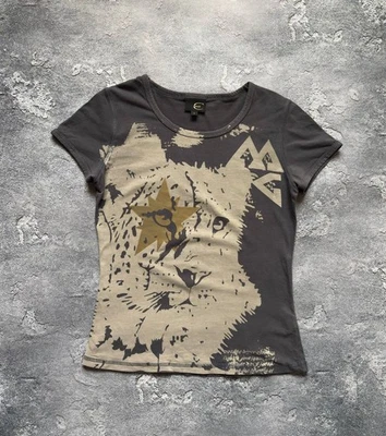 Camiseta vintage Just Cavalli estampado de leopardo Y2K para mujer talla S Foto 1 de 4