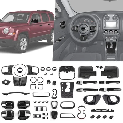 Carbon Fiber Center Console Dash Door Full Decor Trim for Jeep Patriot 2011-2016 - Image 1 of 4