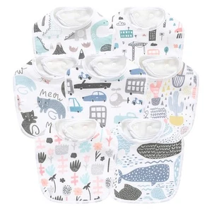 7 Pack Baby Cotton Absorbent Bibs for Drooling Teething animal-1 - Picture 1 of 5