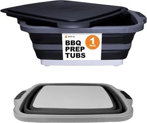 Drip EZ TUBLD-1-BL Collapsible BBQ Prep Tub w/Lid 20'' L x 16.25'' W Black - Picture 1 of 17