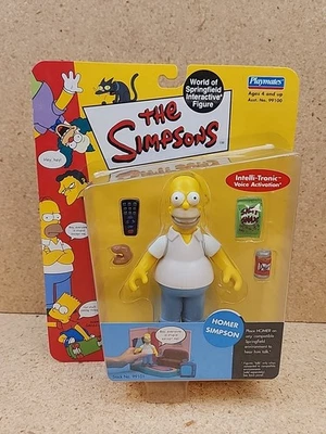 Simpsons World Of Springfield Homer Simpson Figure, Playmates 2000 New MOC  - Image 1 of 4