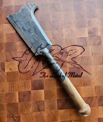 UBR Custom Handmade Carbon Steel CHOPPING Yorkshire Billhook With Leather Sheath - Image 1 of 4