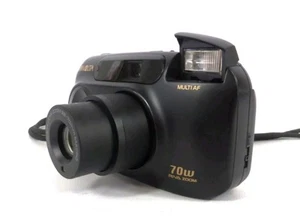 Minolta Riva Zoom 70w 35mm Film Point and Shoot Camera in black working in case - Picture 1 of 10