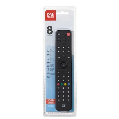 ONE FOR ALL CONTOUR UNIVERSAL 8 IN 1 REMOTE CONTROL 10M RANGE BLACK - URC1280 - Image 1 of 3