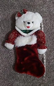 Peluche calza natalizia orsacchiotto vittoriano bianco Dan Dee vintage lungo 22" - Foto 1 di 9