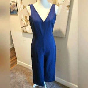 Nwt Sam Edelman Deep V Navy Jumpsuit - Picture 1 of 7