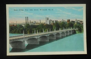 Postal de Mayo Bridge Foot 14th Street Richmond VA de la década de 1920 Virginia - Imagen 1 de 1