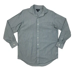 Lands End Shirt Men 15 Blue Stripe Cotton Traditional Cutaway Collar Long Sleeve - Picture 1 of 11