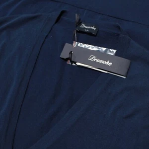 Drumohr NWT Cardigan Sweater Vest Size 52 L US In Solid Blue Cotton - Picture 1 of 8
