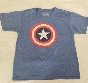 Boys Captain America Logo T-shirt Size Medium Blue Red Marvel S/S - Picture 1 of 7