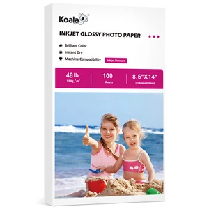 Papel fotográfico brillante por inyección de tinta koala 8,5x14 tamaño legal 48 lb 100 hojas - Imagen 1 de 12