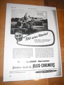 1952, ALLIS CHALMERS "ALL-CROP" MÄHDRESCHER (LAMINIERTE FOTOKOPIE) - Bild 1 von 1